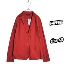 新品✨ ファヴゥール ☆ オレンジレッド リネン混 サマージャケット L