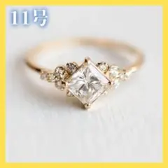 新品 リング 11号 指輪 スクエア ジルコニア ゴールド