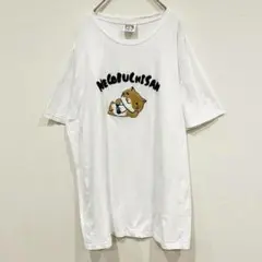 【ねこぶちさん】半袖　Ｔシャツ　大きいサイズ　LL　コットン　ホワイト