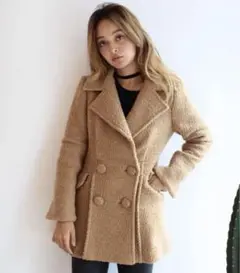 【美品】Sea room lynn ダブルチェスターコート カフェオレカラー