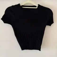 DHOLIC リブクロップド半袖ニット