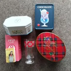 ★お値下げ❢メリーチョコレート 空き缶とアデリアレトログラスのセット