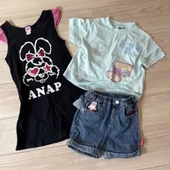 110 女の子　アナップキッズ　3点セット　短パン　Tシャツ
