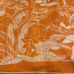 HERMES エルメス カレ 90 スカーフ 大判 フラミンゴパーティ オレンジ