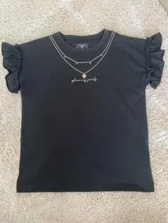 ブラックフリル袖Tシャツ サイズ140