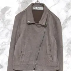 00's vintage　グレー スエード風 ダブルライダースジャケット