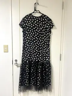COEL花柄オーガンジーフリルワンピース　黒　USEDクリーニング済み