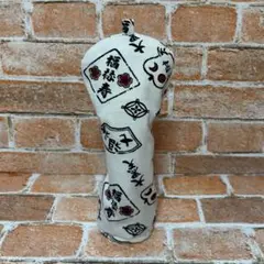 ゴルフ　ヘッドカバー　ハンドメイド　UT用　七福神(白)　帆布生地　ボア生地