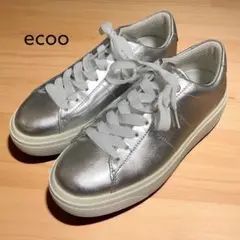 ECCO STREET PLATFORM 厚底 スニーカー レザー 銀 36