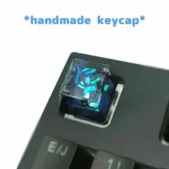 自作キーキャップ　螺鈿細工風③　キートップ　貝殻　宇宙　シェル　keycap