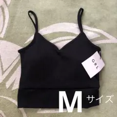 【GRL】ブラックリブタンクトップ/キャミソール/カップ付き/M/未着用