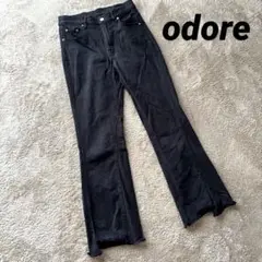 美品【odore】ハイウエストフレアデニムパンツ ブラック 38サイズ M