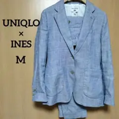 UNIQLO ユニクロ×INES セットアップ スーツ カジュアル 麻混 薄青