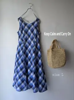 Keep Calm and Carry On チェック柄ひざ丈ワンピース