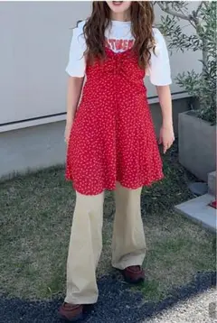 foreur フローラルパターンシャーリングミニワンピース