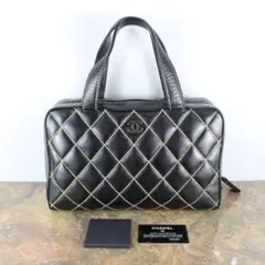 CHANEL シャネルマトラッセココマークワイルドステッチレザーハンドバッグ