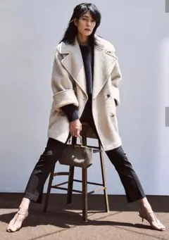 新品未使用 【大草直子さんコラボ】モヘヤシャギーハーフコート