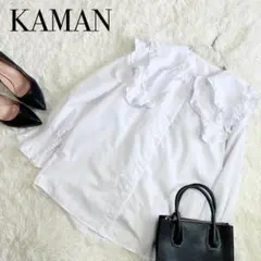 LAMAN/ブラウス/シャツ/フリル襟/長袖/ビックサイズ/白/美品❣️