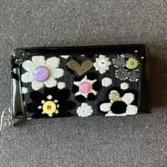 Think Bee 花柄ボタン装飾の長財布　ケース付き