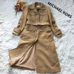 未使用級 MICHAEL KORSマイケルコース ロング丈コート ベルト金ボタン