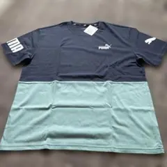 PUMA ロゴ入り Tシャツ XXLサイズ ネイビー/グリーン