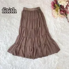 fitith シフォンティアードスカート（Fサイズ相当）ブラウン系　幾何学柄