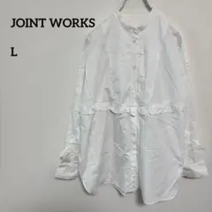 JOINT WORKS フルオープンシャツ ノーカラーM ホワイトc153②