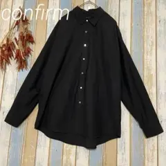 【confirm】シャツ　ブラックシャツ　オーバーサイズ　銀ボタン　L