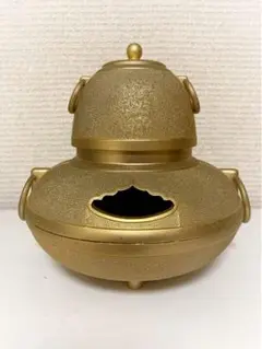 【24KGP】二段式香炉 茶釜 金 骨董品