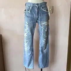 levi's 501 ダメージ デニム ライトブルー