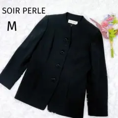 美品　SOIR PERLE　フォーマルジャケット　ノーカラー　黒　M　5005