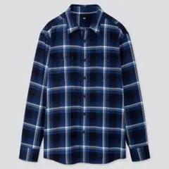 【ユニクロ】フランネルチェックシャツ　長袖　メンズ　M