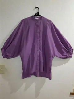 パープル バルーンスリーブ シャツ