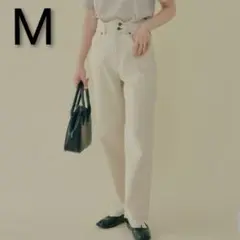 新品 しままら こりん collin ウェーブ デニム パンツ アイボリー M