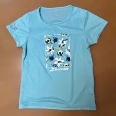 Babolat 水色 花柄 Tシャツ 半袖