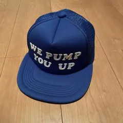 青 メッシュキャップ 古着 WE PUMP YOU UP