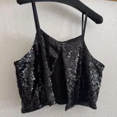 LAKOLE ブラック スパンコール キャミソール