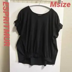 ESPRITMUR ブラック Vネック タック袖 トップス Mサイズ