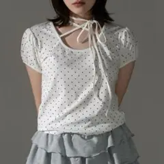 apres jour mignon チョーカートップス　ドット　オフホワイト