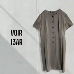 [VOIR] 未使用　ノーカラー　半袖　ミモレ丈ワンピース　オフィス　セレモニー