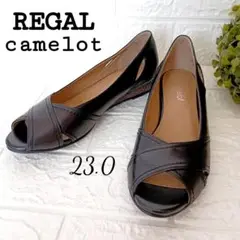 未使用✨リーガル camelot オープントゥ ウェッジ パンプス 23cm 黒