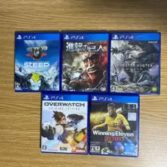 PS4ソフト5本セット モンハン 進撃 ウイイレ 他