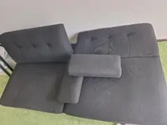 ダークグレー ソファベッド クッション付き