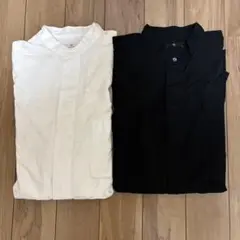UNIQLO+J◆スーピマコットンオーバーサイズスタンドカラーシャツ◆黒白セット
