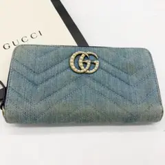 グッチ GGマーモント デニム ラウンド パール キルティング ユニセックス