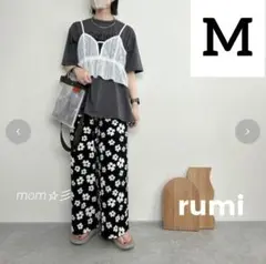 新品◇しまむら rumi 接触冷感 花柄 ワイドパンツ M