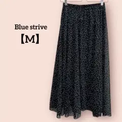 Blue strive ドット柄シフォンロングスカート 黒 ウエストゴム M