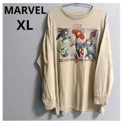 USED◇MARVEL マーベル 長袖 ロンT 薄手 カーキベージュ XL 美品