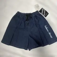ダークブルー 半ズボン 140 キュロット　お腹ゴム　前から見るとスカート　秋