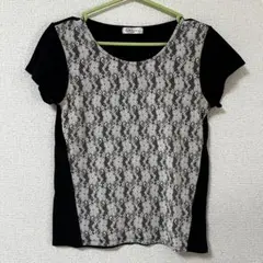 美品　GANIEL Tシャツ　Mサイズ　レディース　夏服　半袖　黒　レース